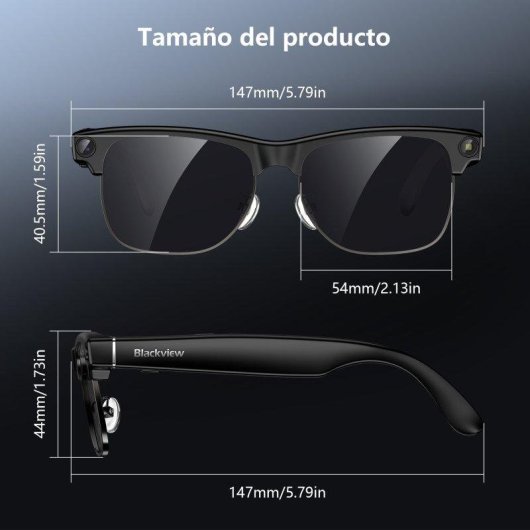 Blackview Bv200 Smart Glasses Kamera KI Bluetooth 6.0 Übersetzer Schwarz