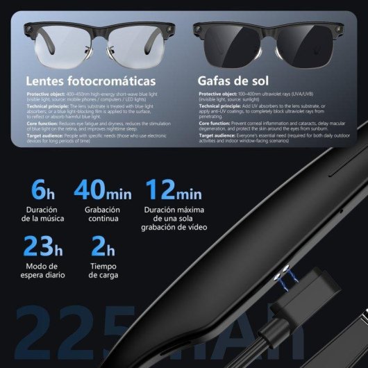 Blackview Bv200 Smart Glasses Integrierte Kamera KI Übersetzer Transparent