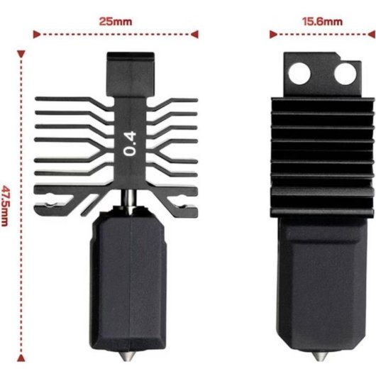 Hotend FabConstruct para Bambu Lab X1/P1 Boquilla 0,4 mm 500 °C