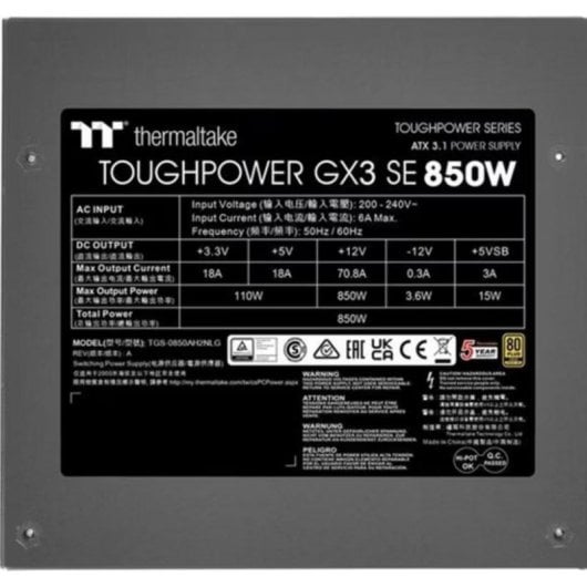 Alimentatore Thermaltake Toughpower GX3 SE 850W 80+ Gold modulare