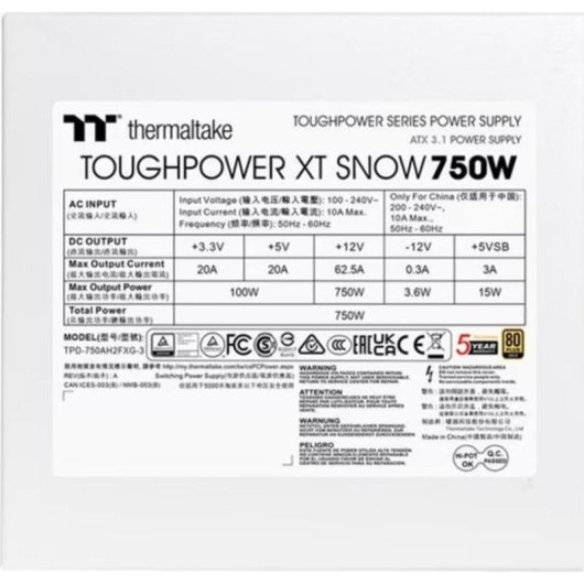 Netzteil Thermaltake Toughpower XT Snow 750W 80+ Gold modular