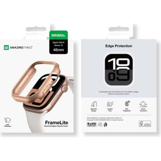 Hülle Amazingthing Apple Watch Series 10 46mm Roségold Policarbonat