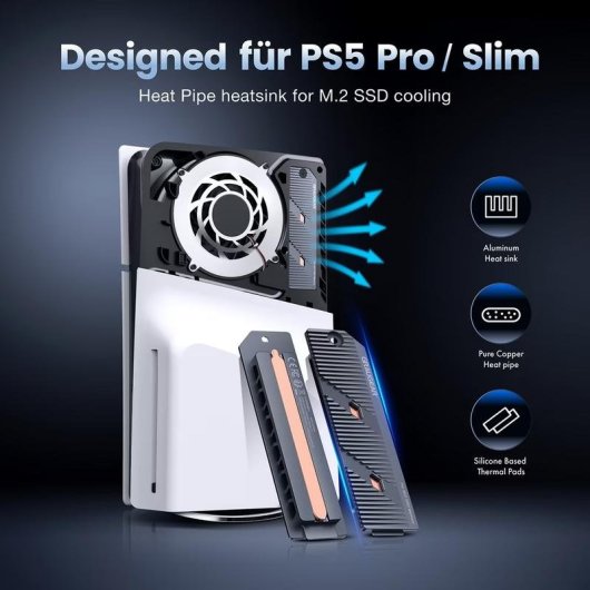 Refrigeración líquida Graugear G-PS5HS05+ M.2 1 Ventilador para SSD