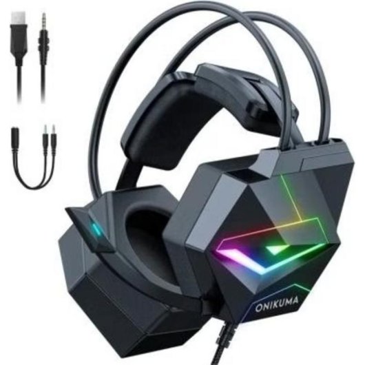 Auriculares Onikuma X20 con cable USB y micrófono para gaming, negros