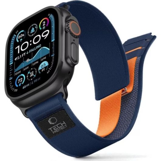 Bracelet Nylon Tech-Protect Elite Apple Watch SE 3/Ultra Bleu Marine Orange