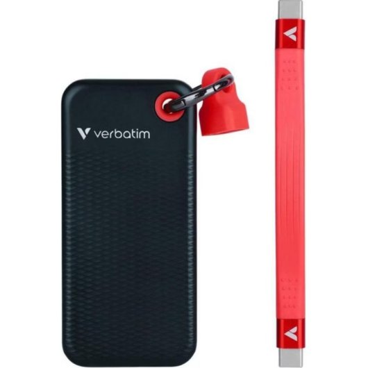 Disco Duro Verbatim Pocket SSD 0,13TB USB-C 1000MB/s rojo y negro