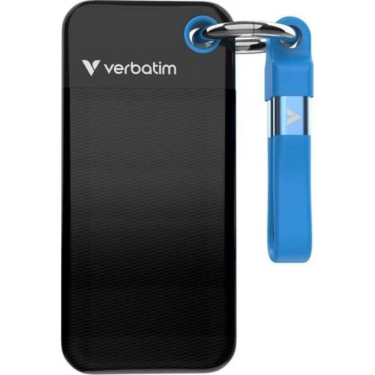Festplatte Verbatim Pocket SSD 0,13TB M.2 USB-C 3.2 Gen 2 1000MB/s Blau Schwarz