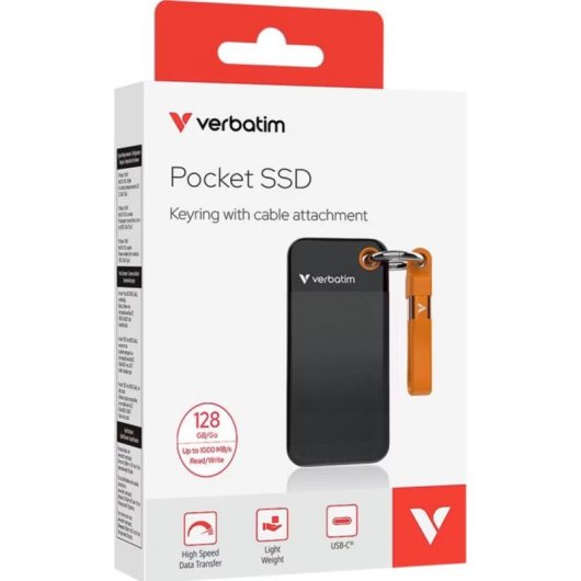 Disco Duro Verbatim Pocket SSD 0,13TB M.2 USB-C 1000MB/s Lector y Escritor