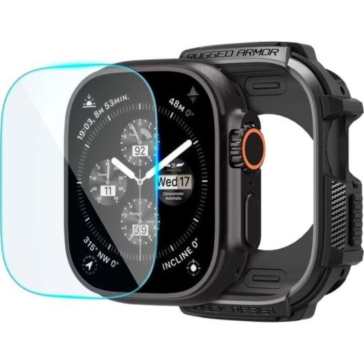 Spigen Rugged Armor Hülle für Apple Watch Ultra mit Tempered Glass