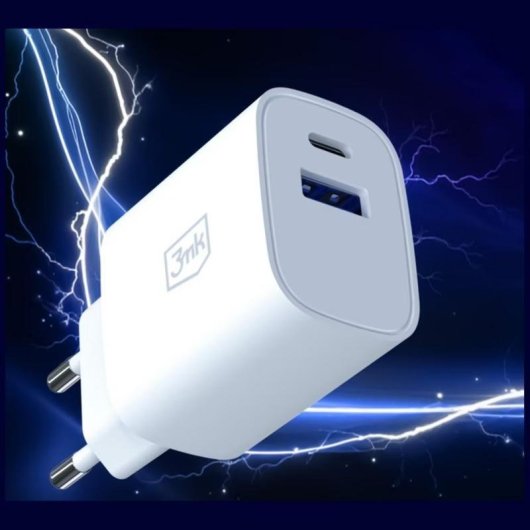 USB-Ladegerät 3MK FlowPower 30W GaN PD 3.0 QC4+ 2 Ports
