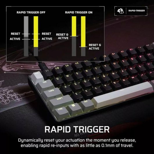 Clavier Corsair Clipper Pro Mini 60 Magnétique Compact avec Switches MGX et RGB AZERTY