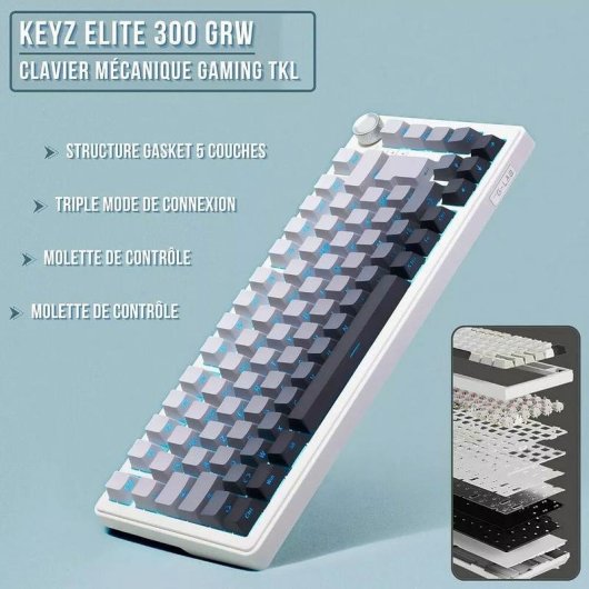 Teclado The G-Lab Keyz Elite 300 mecánico compacto TKL con RGB AZERTY francés