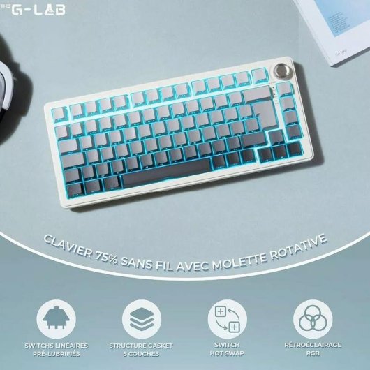 Teclado The G-Lab Keyz Elite 300 mecánico compacto TKL con RGB AZERTY francés