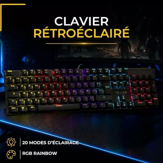 Teclado The G-Lab KEYZ Radium mecánico con switches rojos y RGB AZERTY francés
