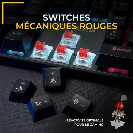 Teclado The G-Lab KEYZ Radium mecánico con switches rojos y RGB AZERTY francés