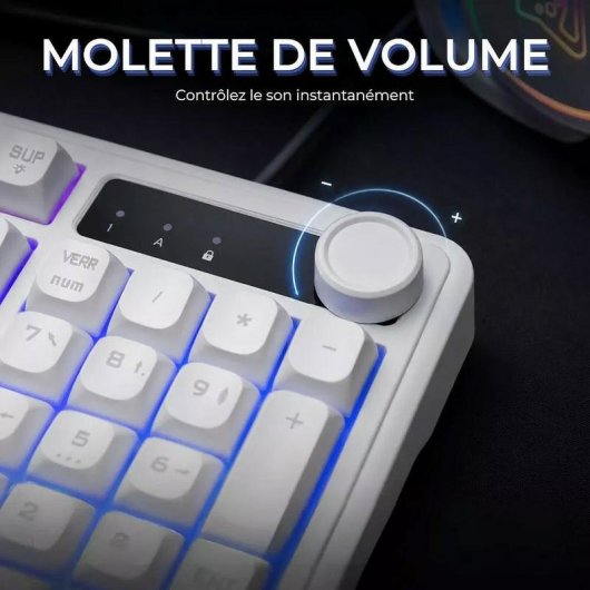Teclado The G-Lab Keyz Caesium EX compacto de membrana con RGB francés AZERTY con cable y rueda de volumen