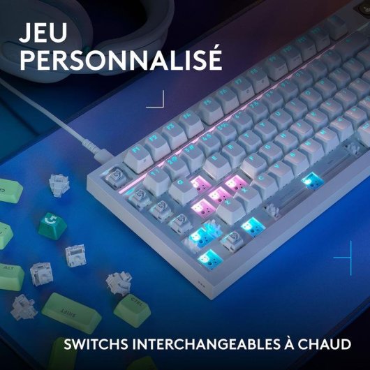 Teclado Logitech G G316 X 98 mecánico compacto con retroiluminación RGB AZERTY francés