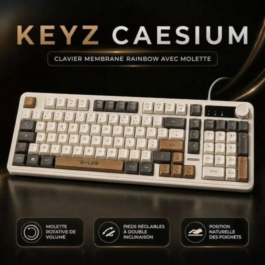 Teclado compacto The G-Lab Keyz Caesium EX de membrana con RGB francés AZERTY con retroiluminación personalizable