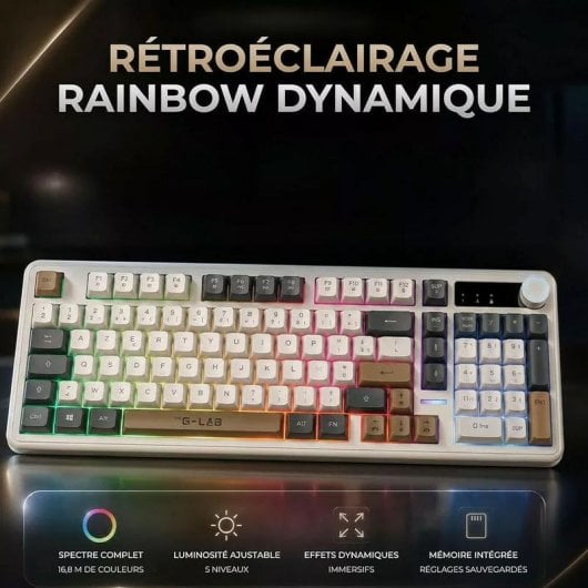Teclado compacto The G-Lab Keyz Caesium EX de membrana con RGB francés AZERTY con retroiluminación personalizable