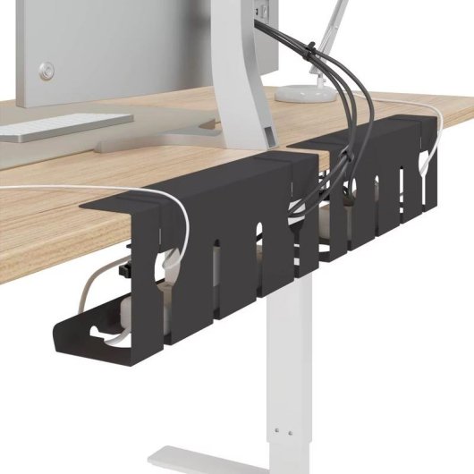 Bandeja de gestión de cables vidaXL Acero Negro 2 Unidades con Accesorios