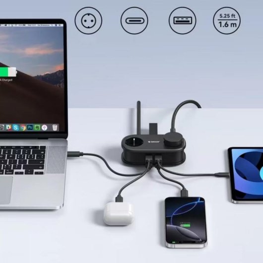 Steckdosenleiste Orico AP3 5 Steckplätze USB-A USB-C mit Schutz und App