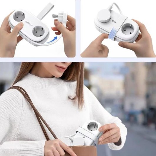 Régua de tomadas Orico AP3 6 tomadas CEE 7/4 USB-A USB-C com proteção e cabo 1,5 m