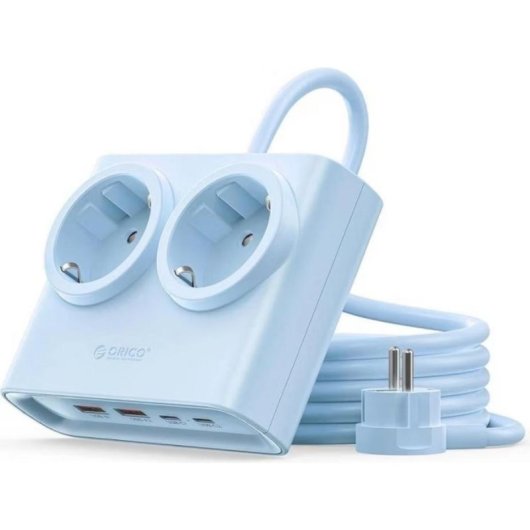 Régua Orico PDC25 6 Tomadas USB-A USB-C 25W GaN Compacta Azul
