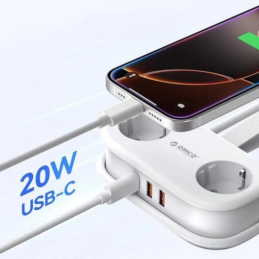 Regleta Orico AP3 5 Tomas USB-A USB-C con Protección y Cable 1,1 m
