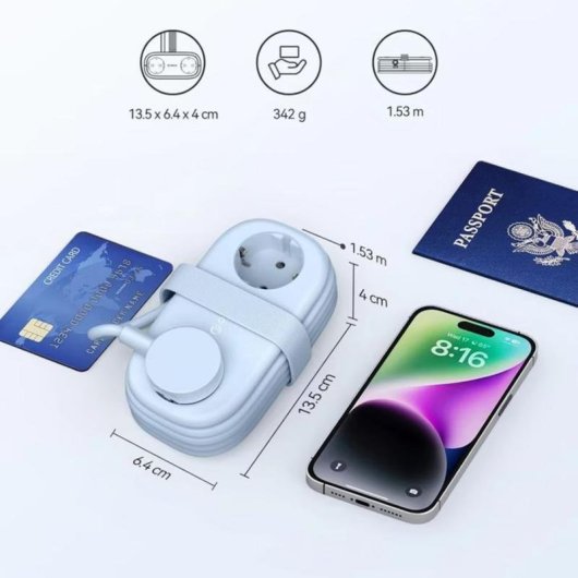 Régua de tomadas Orico AP3 5 tomadas USB-A USB-C sem interruptor com proteção