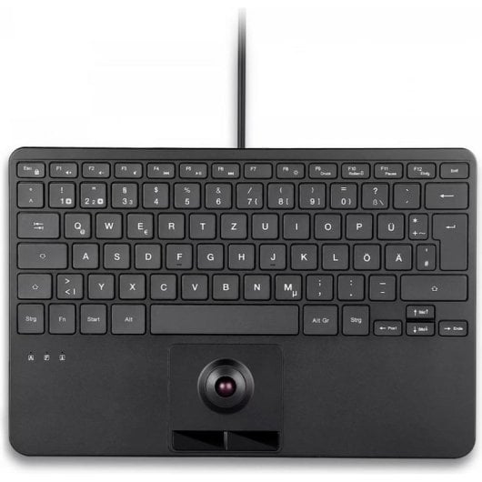Tastatur Perixx PERIBOARD-427 kompakt mit Trackball und rot-weißem Backlight