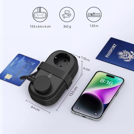 Regleta Orico AP3 5 Tomas con USB-A, USB-C y protección integrada