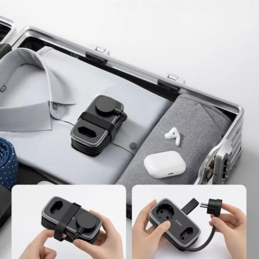 Régua Orico AP3 6 Tomadas USB-A USB-C 65W GaN com Proteção e Cabo Dobrável