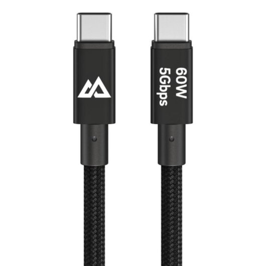 Cabo USB-C Black Rock 1,2 m USB 3.2 Gen 1 60W Preto