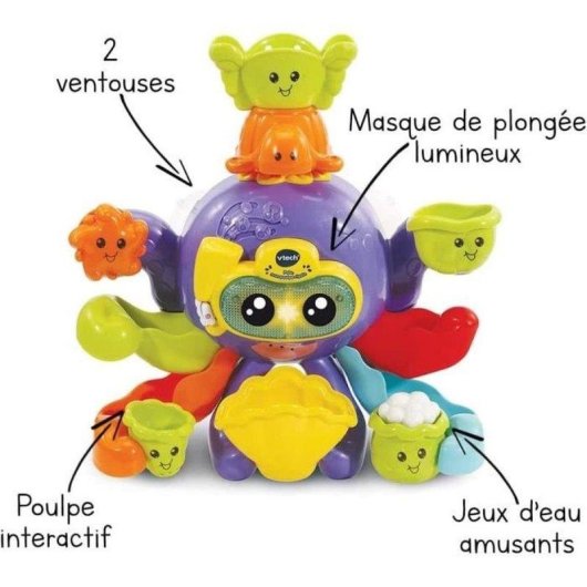 Juguete de baño VTech Polo Mon Poulpe Rigolo interactivo con luz y sonido