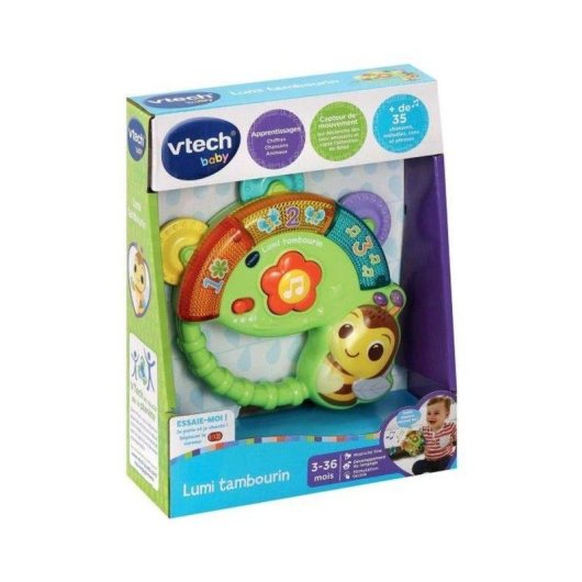 Pandereta Interactive VTech Lumi Tambourin avec Lumières et Capteur de Mouvement