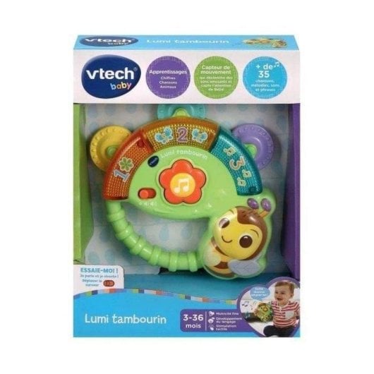 Pandereta Interactive VTech Lumi Tambourin avec Lumières et Capteur de Mouvement