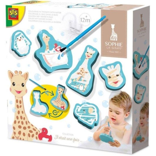 Set de bain SES Creative Sophie La Girafe 4 pièces avec pinceau bleu