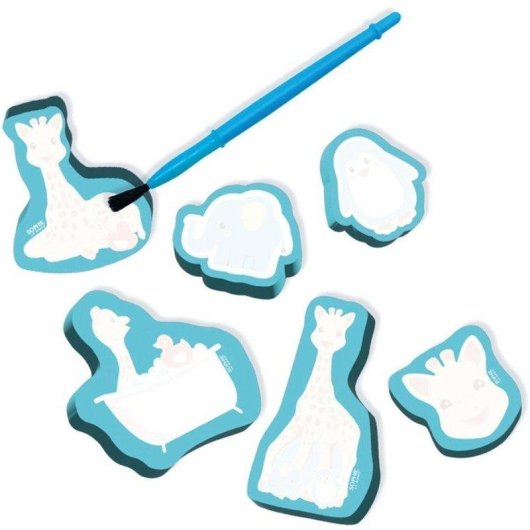 Set de bain SES Creative Sophie La Girafe 4 pièces avec pinceau bleu