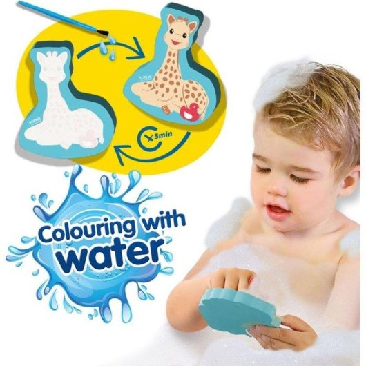 Set de bain SES Creative Sophie La Girafe 4 pièces avec pinceau bleu