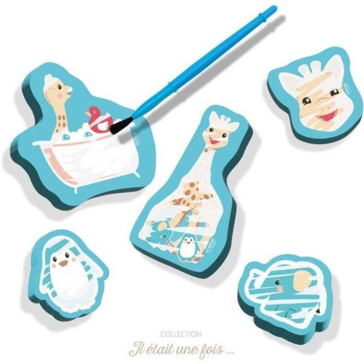 Set de bain SES Creative Sophie La Girafe 4 pièces avec pinceau bleu