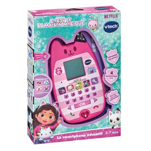 Smartphone educativo VTech Gabby’s Dollhouse Rosa 4 jogos LED LCD
