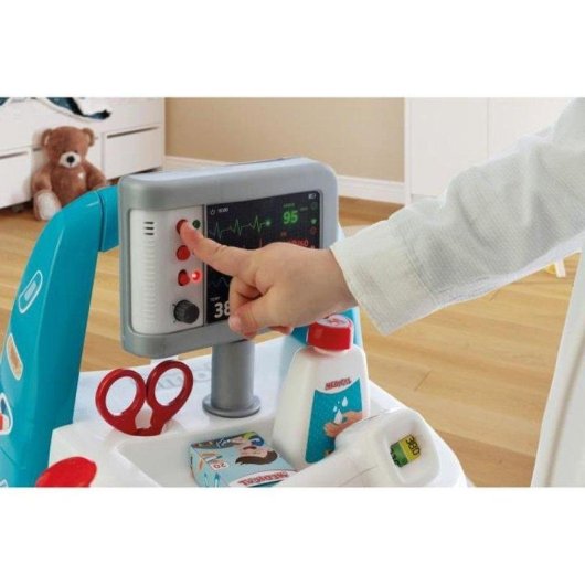 Carrito médico Smoby 7600340207 electrónico con luces, sonidos y 25 piezas