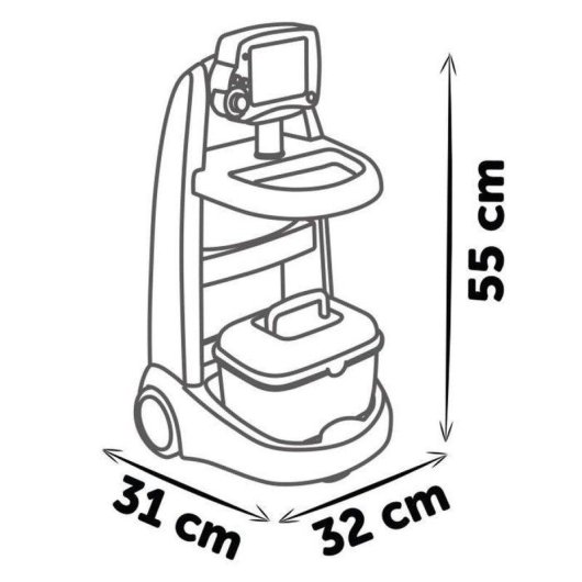 Carrito médico Smoby 7600340207 electrónico con luces, sonidos y 25 piezas