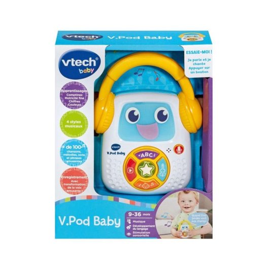 Lecteur Musical VTech P'tit Baladeur 5 Modes, Lumières, Enregistrement (9-36 Mois)