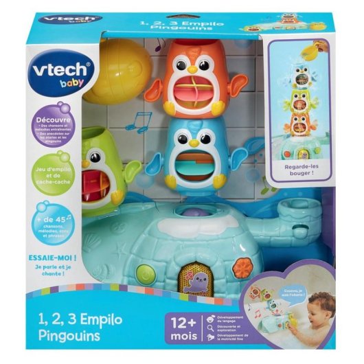 Juguete de baño VTech 1,2,3 Empilo Penguins interactivo apilable musical