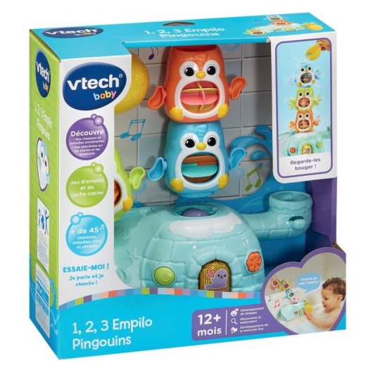 Juguete de baño VTech 1,2,3 Empilo Penguins interactivo apilable musical