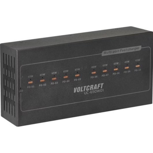 Stazione di Ricarica USB Voltcraft VC-17776010 10 Porte 650W Alluminio