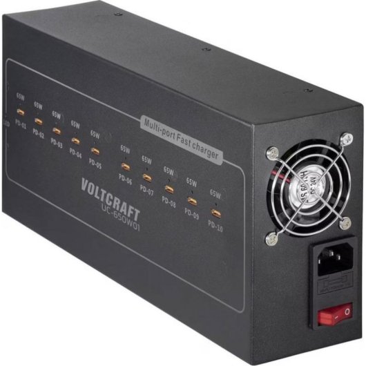 Stazione di Ricarica USB Voltcraft VC-17776010 10 Porte 650W Alluminio