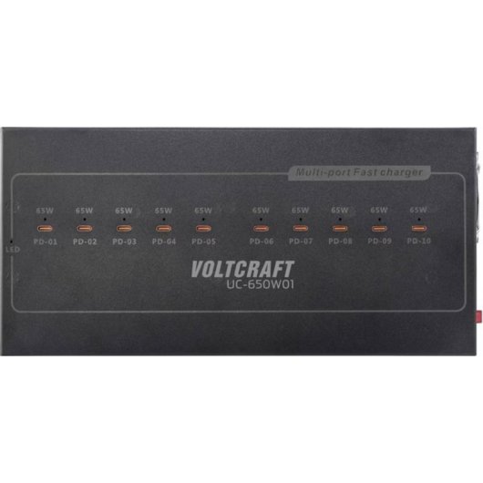 Stazione di Ricarica USB Voltcraft VC-17776010 10 Porte 650W Alluminio