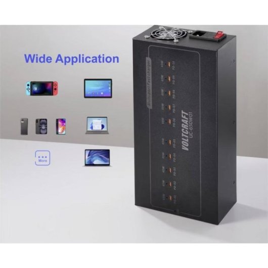 Stazione di Ricarica USB Voltcraft VC-17776010 10 Porte 650W Alluminio